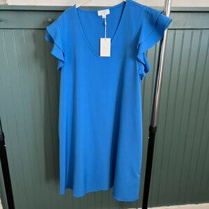 Blue Ruffle Sleeve Mudpie Dress size L or XL NWT